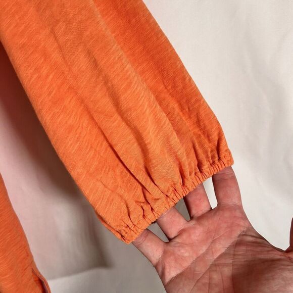 Boden Blouse Women's Small Orange Off the Shoulder 3/4 Baloon Sleeve Cotton - Picture 10 of 10